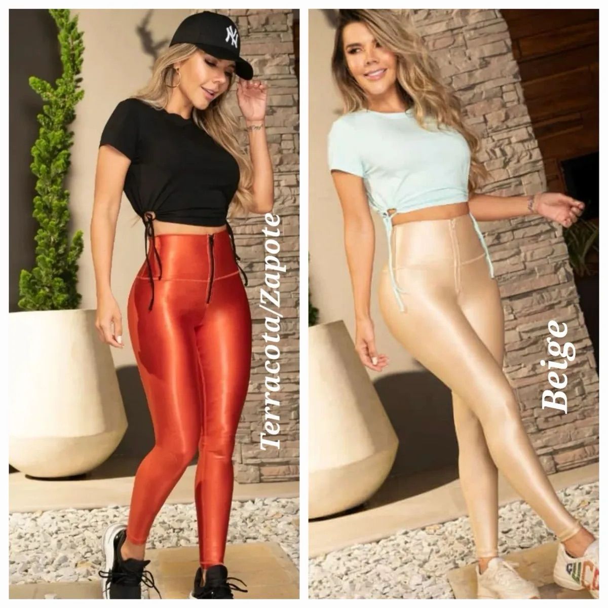 LEGGINGS EFECTO CUERO CON CIERRE
