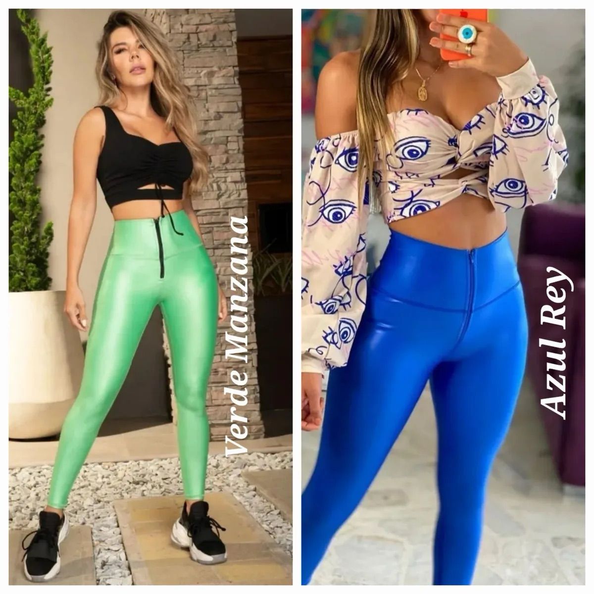 LEGGINGS EFECTO CUERO CON CIERRE