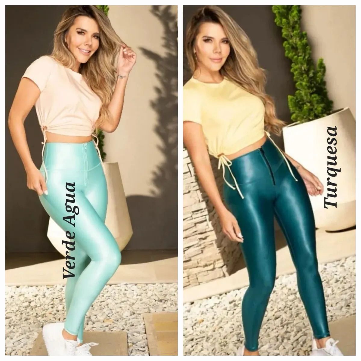 LEGGINGS EFECTO CUERO CON CIERRE